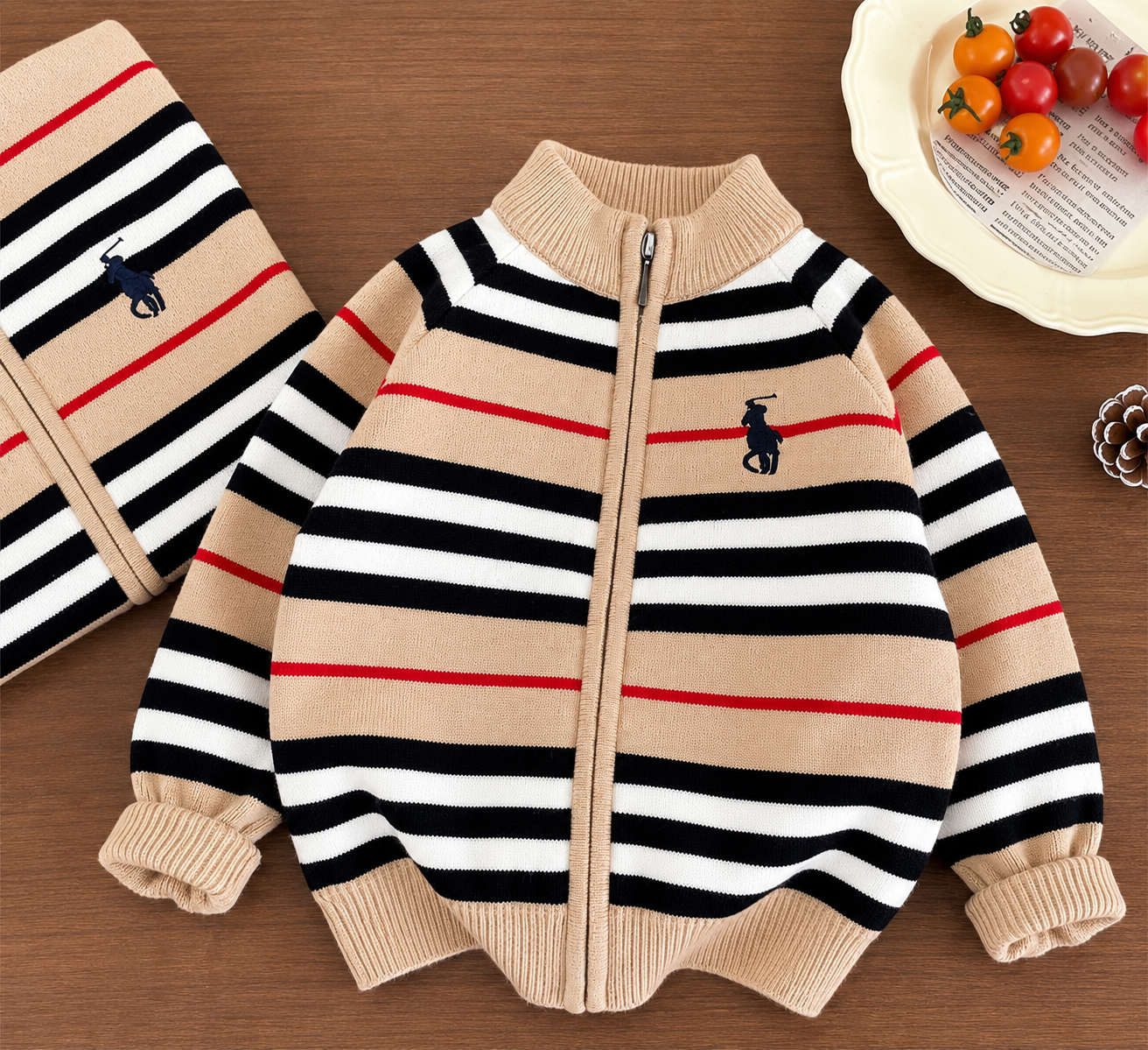 Kids Striped Zip-Up Knit Sweater Jacket  unit $3.60( MOQ 5 )