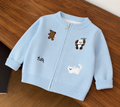 Kids Light Blue Animal Embroidered Zip-Up Knit Cardigan – $3.70 Unit Price | MOQ 5