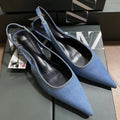 Zara Denim Slingback Pointed-Toe Heels | $17/pair | MOQ 24 | Sizes 35–42