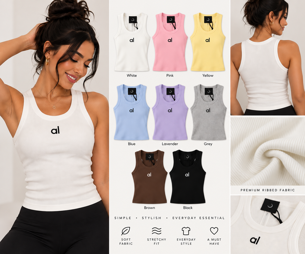 Ribbed Crop Tank Top – Mixed Colors & Sizes | Wholesale Pack (50 Units) Unit price $8.50