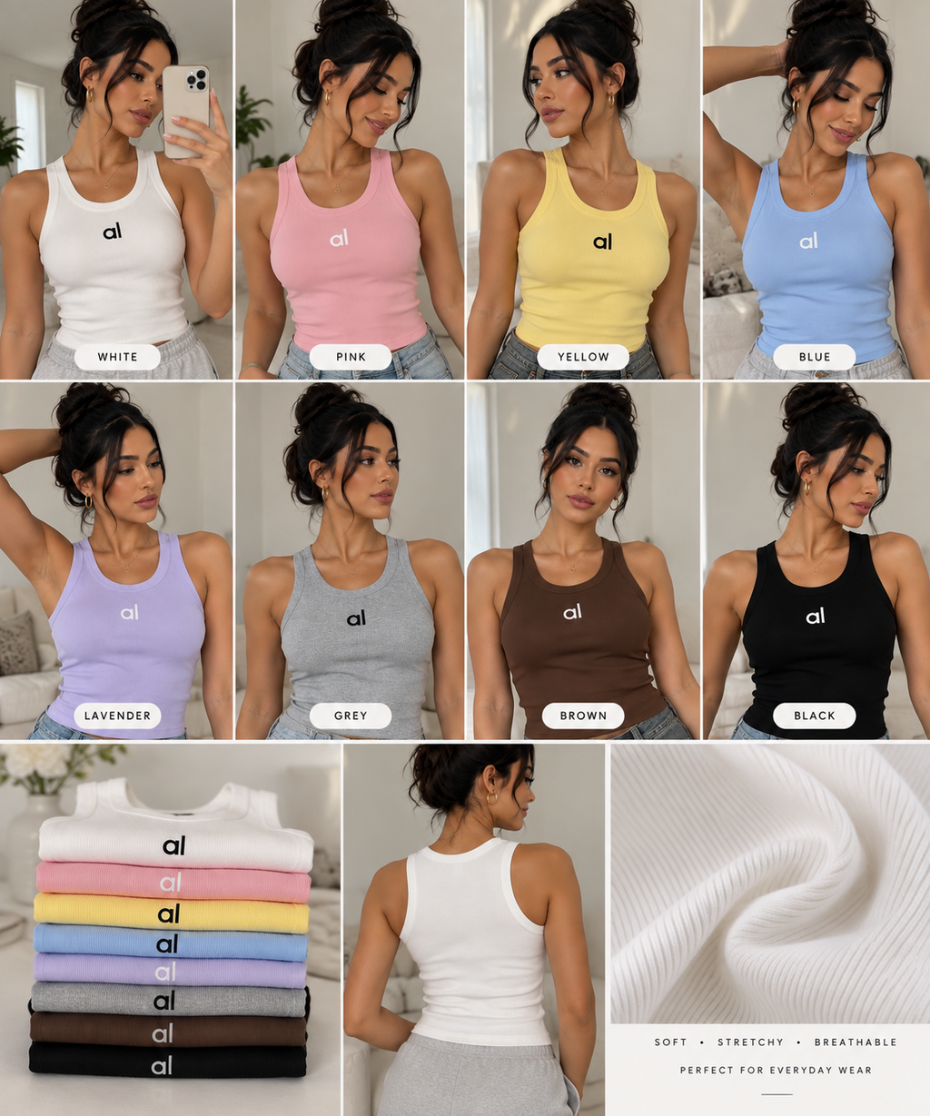 Ribbed Crop Tank Top – Mixed Colors & Sizes | Wholesale Pack (50 Units) Unit price $8.50