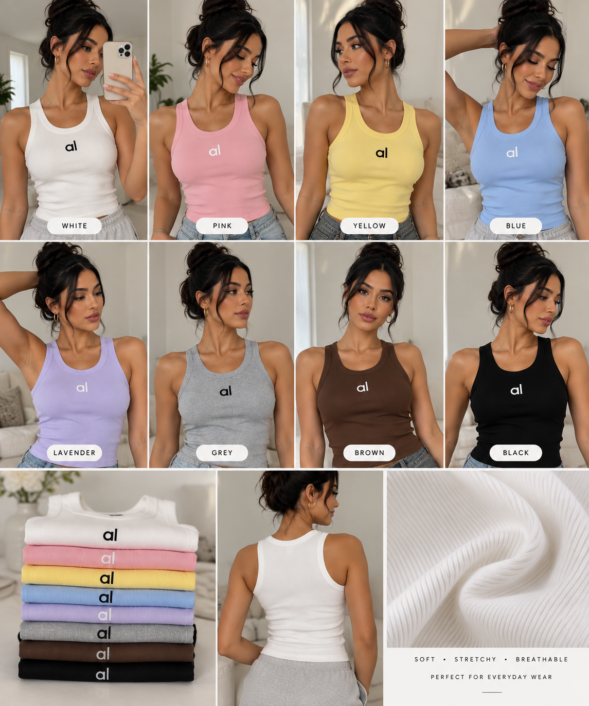 Ribbed Crop Tank Top – Mixed Colors & Sizes | Wholesale Pack (50 Units) Unit price $8.50