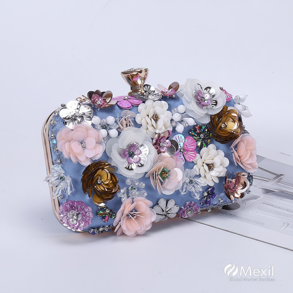 Floral Clutch Blue