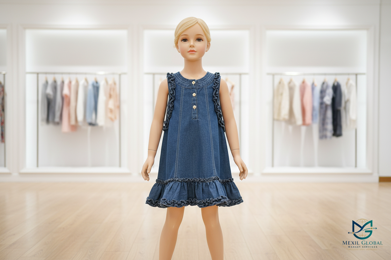 Girls Denim Dress - Boutique Background with Logo