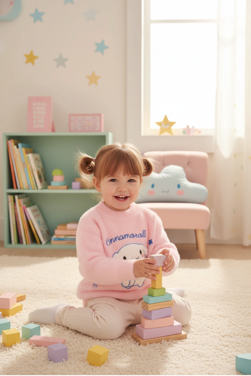 Kids Cinnamoroll Fluffy Knit Sweater | Wholesale Lot. MOQ 24 unit $3.80