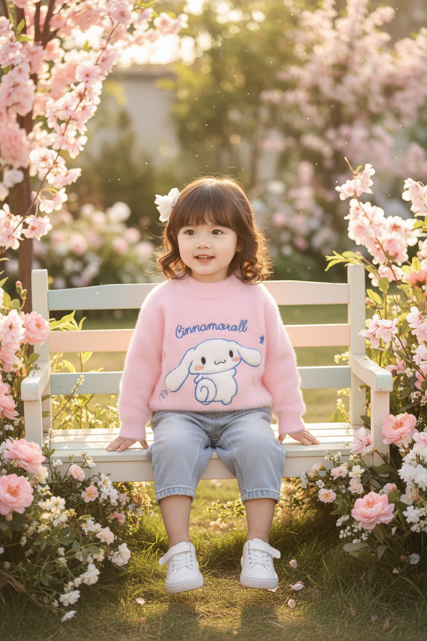 Kids Cinnamoroll Fluffy Knit Sweater | Wholesale Lot. MOQ 24 unit $3.80