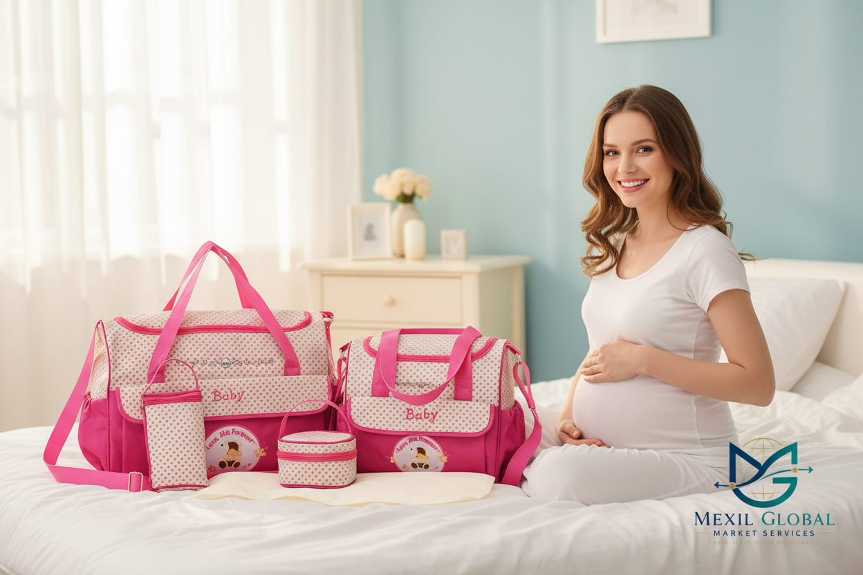 Pregnant Woman with Pink Diaper Bag - Lifestyle