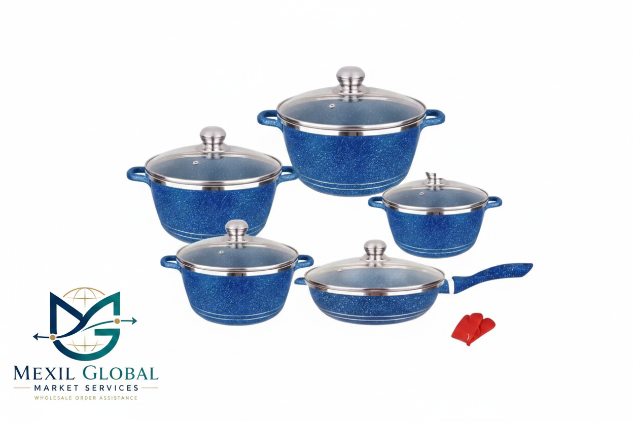 Blue Cookware Set - White Background