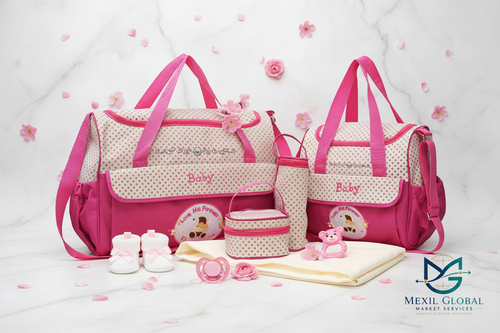 Baby Diaper Bag Pink - Marble Background