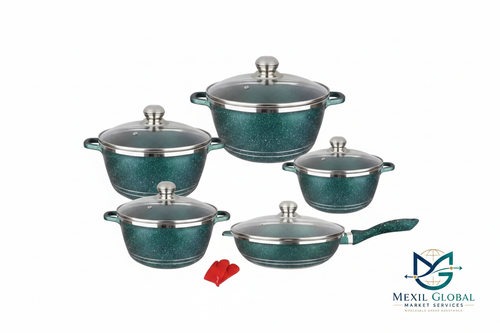Green Cookware Set - White Background