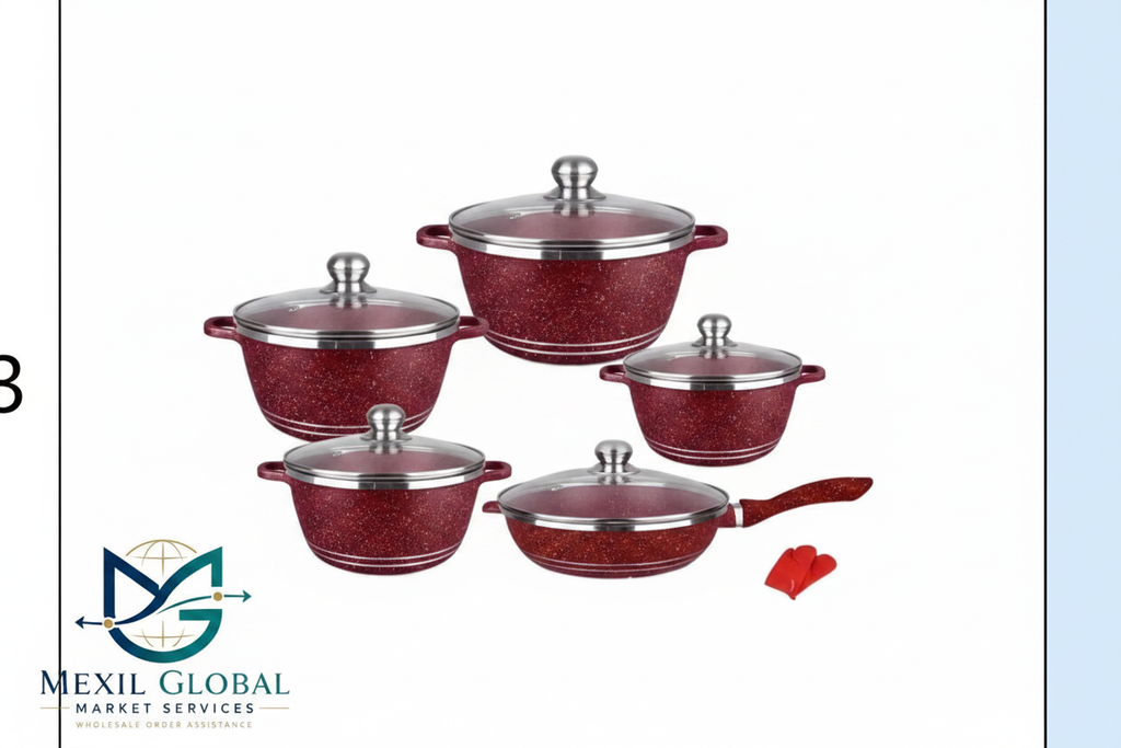 Maroon Cookware Set - White Background