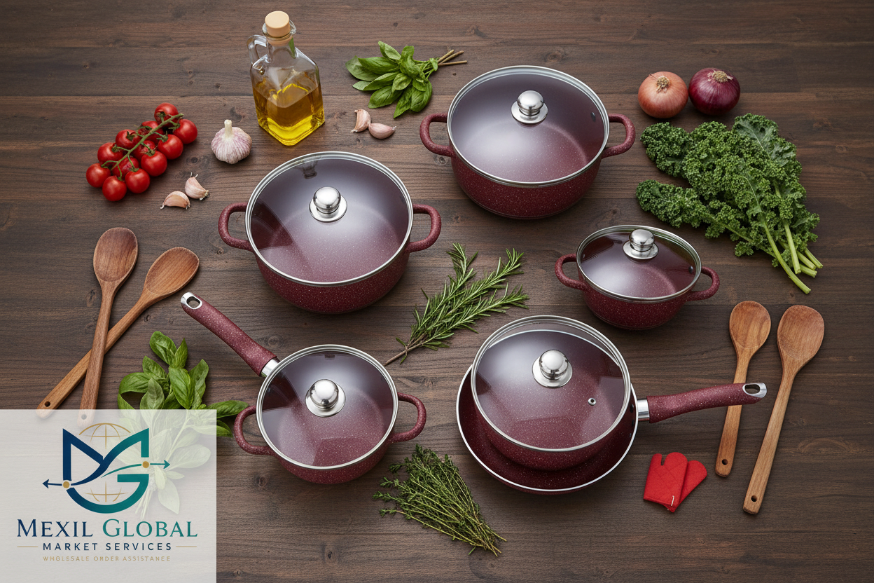 Maroon Cookware - Flat Lay