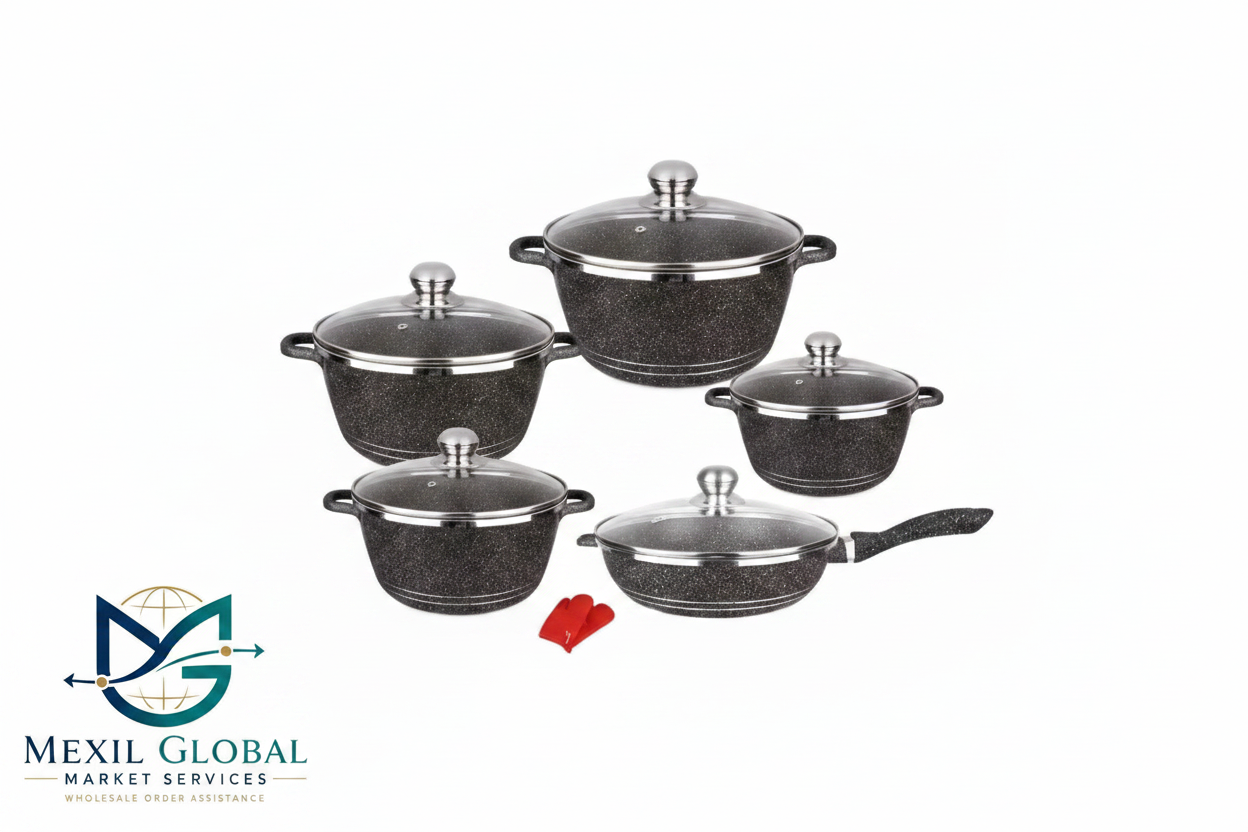 Black Cookware Set - White Background