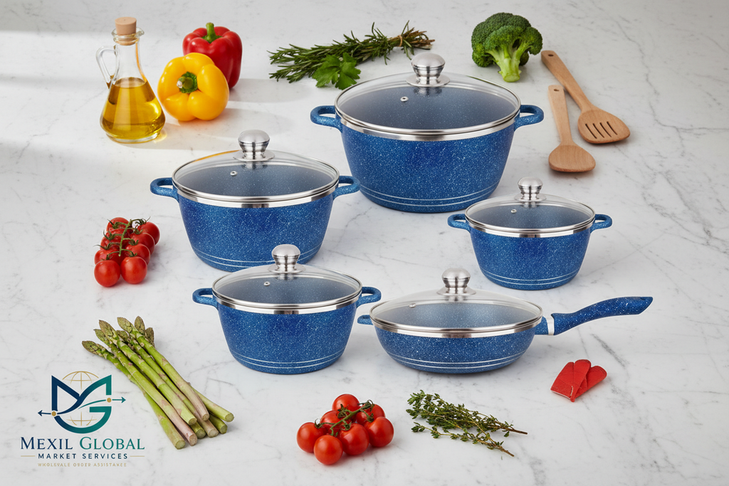Blue Cookware - Flat Lay